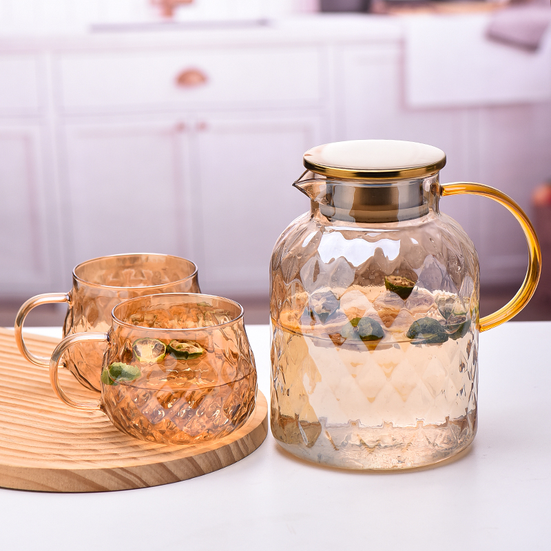 高硼硅耐热玻璃凉水壶喝水杯子套装家用果汁茶壶冷水壶大容量防爆