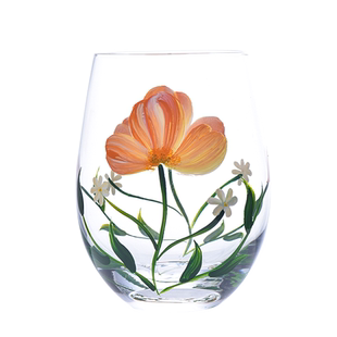 法兰晶手工彩绘玻璃水杯家用轻奢水晶玻璃威士忌玻璃杯饮料啤酒杯