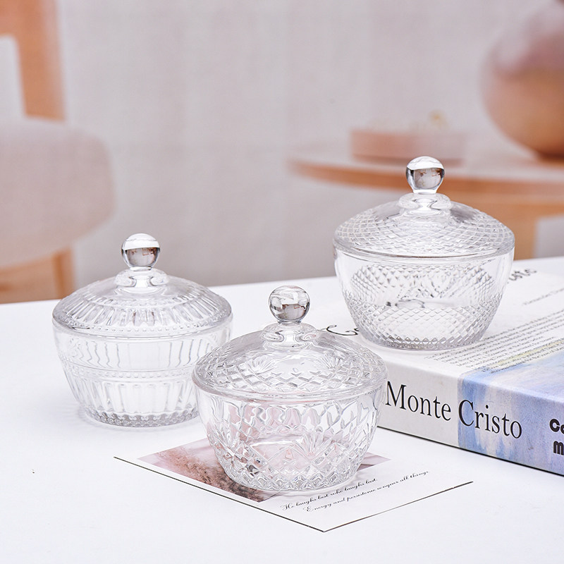 法兰晶欧式透明玻璃储物罐小号带盖密封罐家居收纳盒创意装饰摆件