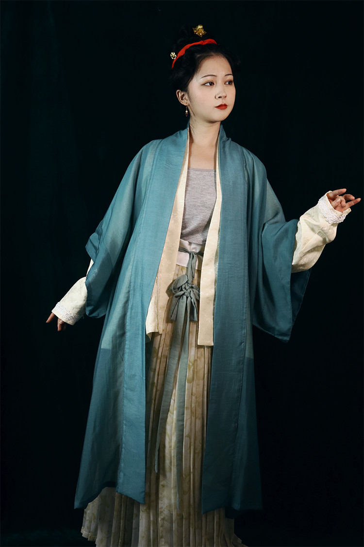 仿北宋 长干寺 铁拐墓 宽袖对襟长衫纯色锦纶天丝宋制汉服女装夏