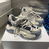 春秋季 2024新款 运动蓝色潮鞋 欧洲站男鞋 增高透气休闲老爹鞋 ins潮