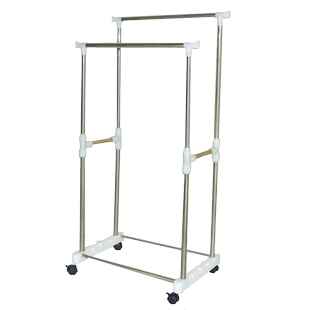 不锈钢晾衣架落地折叠晾衣架晒架小型组装双杆式户外伸缩晒被子架