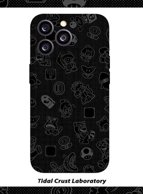 卡通黑色简笔画小怪兽菲林二合一壳适用苹果17nova14华为p70mate60小米15opporen14ovivo荣耀300iPhone16