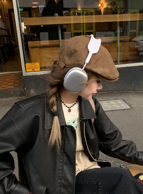 日系棉麻复古纯色前进帽子大头围英伦短檐街头网红鸭舌帽子男女潮