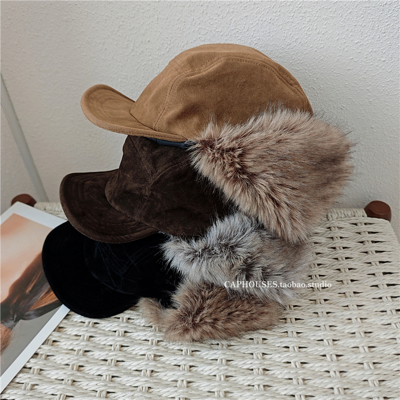 大头围~秋冬麂皮绒毛绒雷锋帽子男女加厚保暖护耳鸭舌防风防寒帽