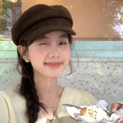 高质量帅气英伦羊毛报童帽