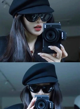 fever同款黑色羊毛礼帽女秋冬新款高级感贝雷帽英伦赫本报童帽子