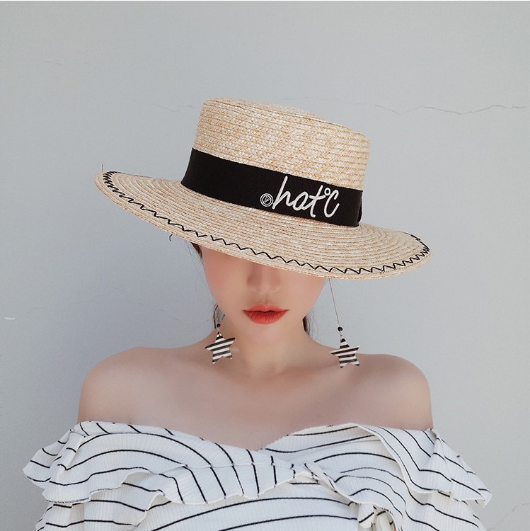草帽麦秆出游平顶沙滩遮阳帽子