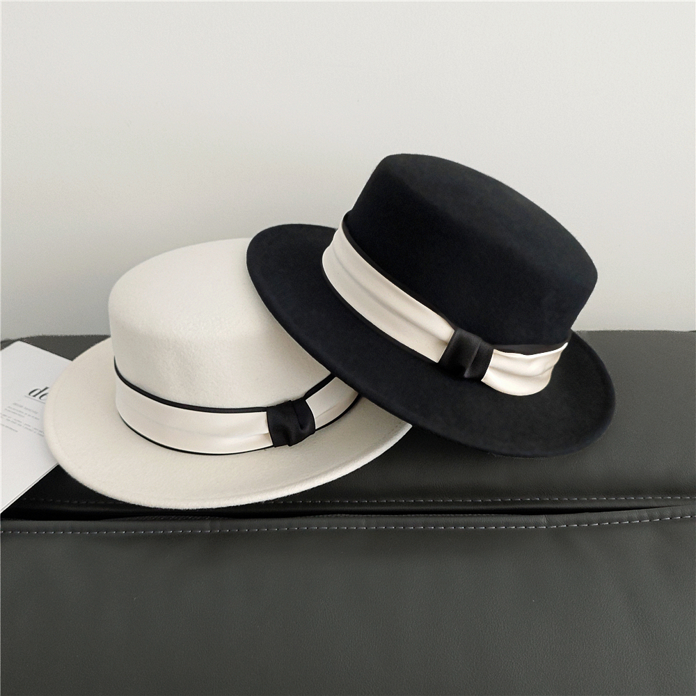 新款英伦复古羊毛黑色礼帽