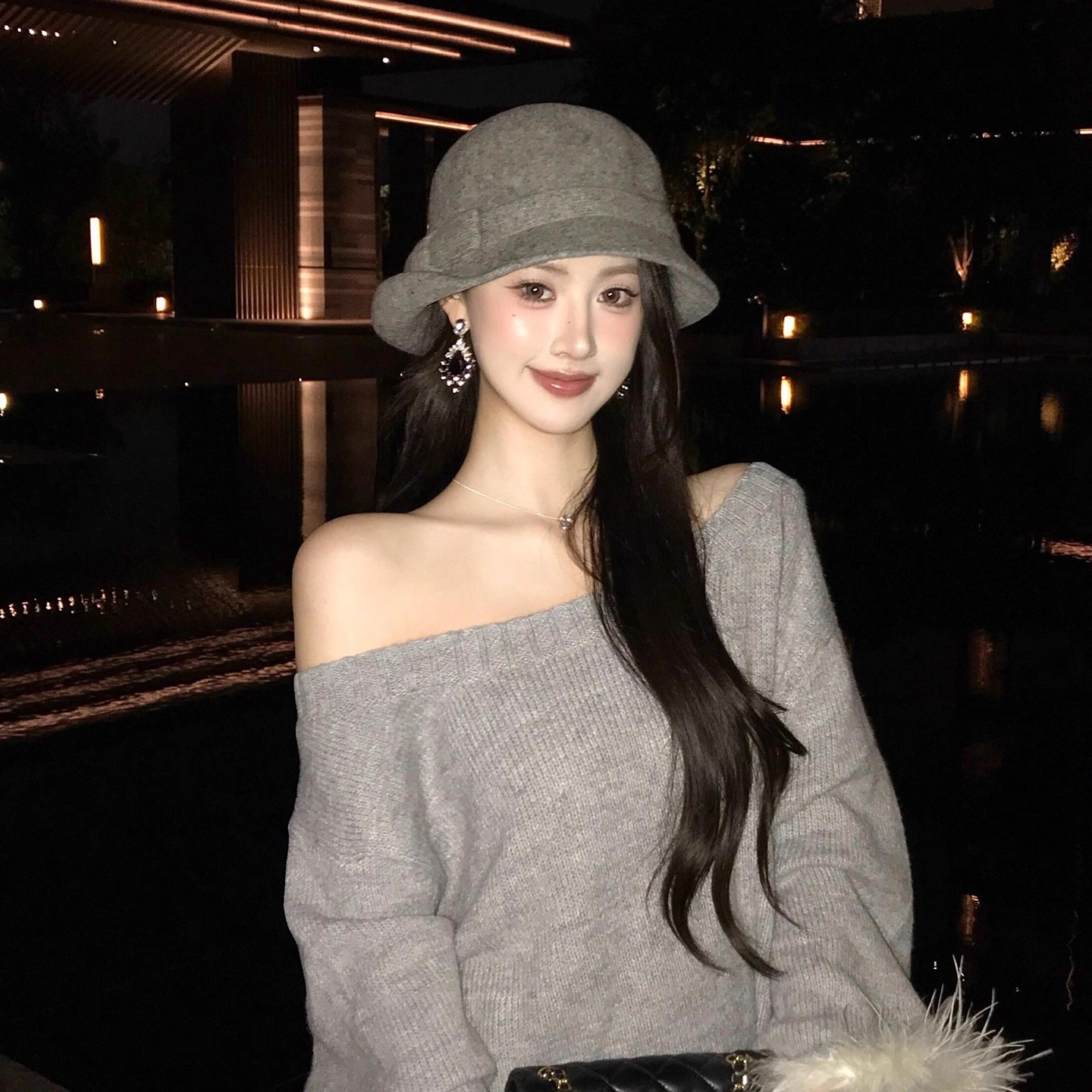 民国赫本风复古卷边羊毛礼帽女秋冬大头围高级灰色圆顶千金渔夫帽