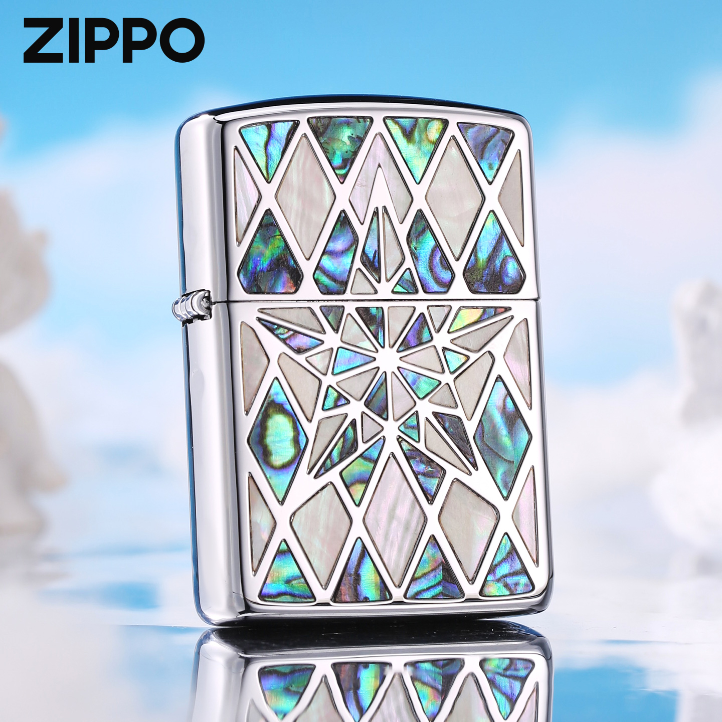 zippo打火机生日礼物 五芒星彩贝镶嵌官方正品防风煤油高端送男友