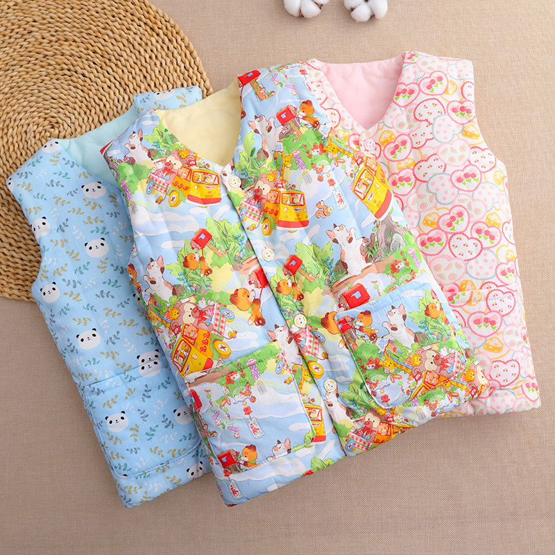 儿童纯手工马甲 秋冬新款男女童宝宝坎肩外穿保暖背心 棉花小马夹