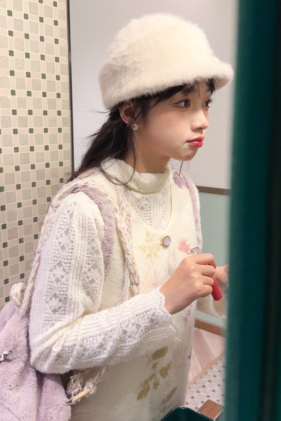 入池Etangs花草集圈圈毛呢背心裙原创复古少女日系印花连衣裙冬季