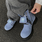 工装 两点浪漫真皮马丁靴男2024新款 厚底复古户外美式 短靴大黄靴男