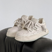 情侣面包溶解鞋 男女7cm隐形增高厚底板鞋 小白鞋 两点浪漫2025新款