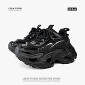 男7CM轻质厚底黑武士机甲鞋 两点浪漫2026新款 网面巴黎轮胎老爹鞋