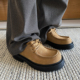 两点浪漫2025秋冬新款 袋鼠鞋 厚底增高马丁皮鞋 男卡其色大头德比鞋