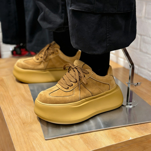 新款 休闲鞋 7CM厚底增高老爹鞋 时尚 男面包德训鞋 两点浪漫2026春季