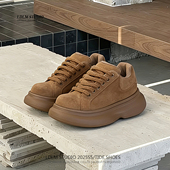 两点浪漫2025冬新款 丑萌面包鞋 5CM厚底增高板鞋 男女国潮百搭时尚