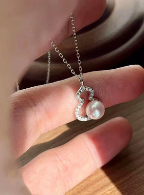 s925纯银天然淡水珍珠葫芦项链女夏天轻奢小众高级感福禄吊坠饰品