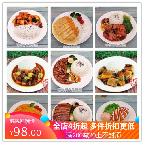 仿真食品假盖浇饭卤肉饭道具模型