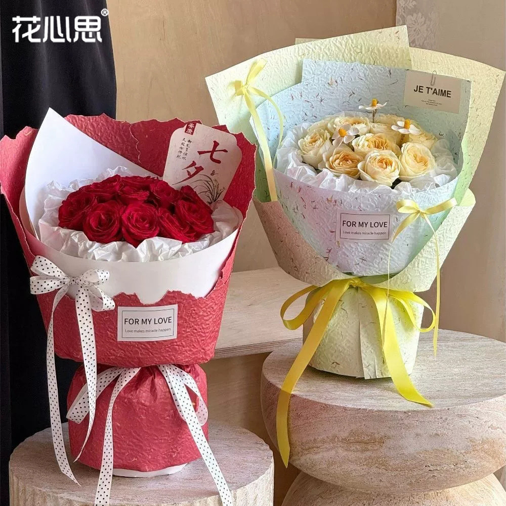 手撕浮雕花瓣纸加厚立体压纹花束