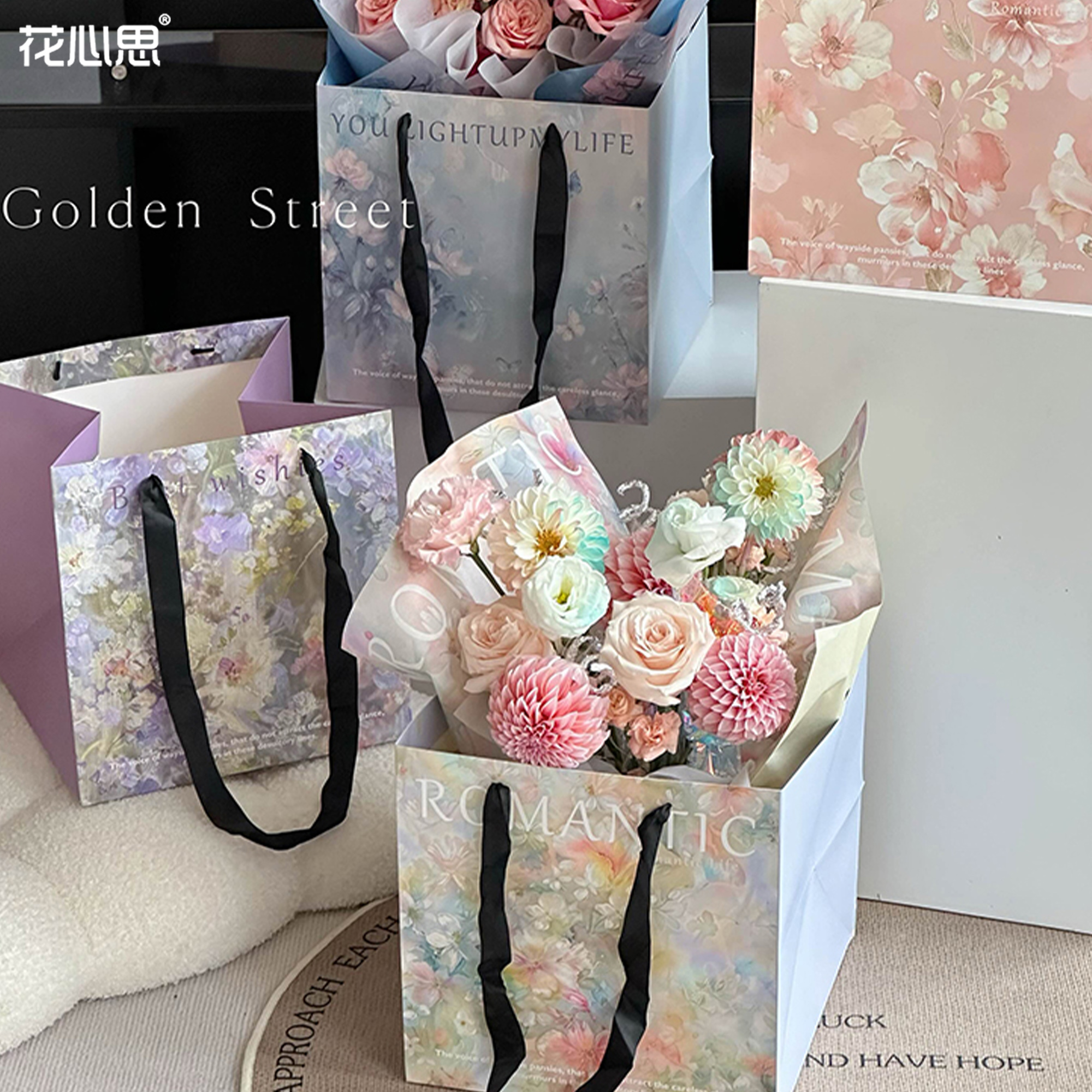 西西里鲜花手提袋花束包装礼盒