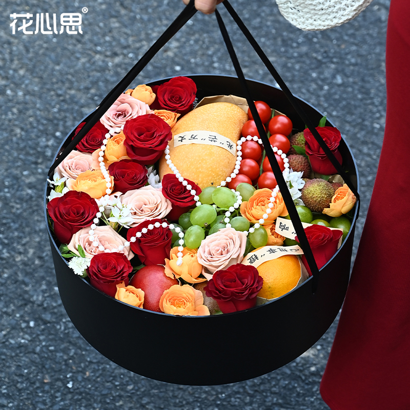 花心思束脩六礼礼盒圆形包装盒空盒透明开盖谢师礼手工DIY材料包