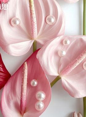 花心思白色珍珠贴平底带背胶装饰贴纸高级感花束点缀花艺diy资材