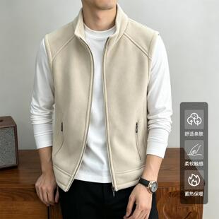 秋冬款加厚摇粒绒马甲中老年男加绒保暖背心爸爸无袖坎肩抓绒外套