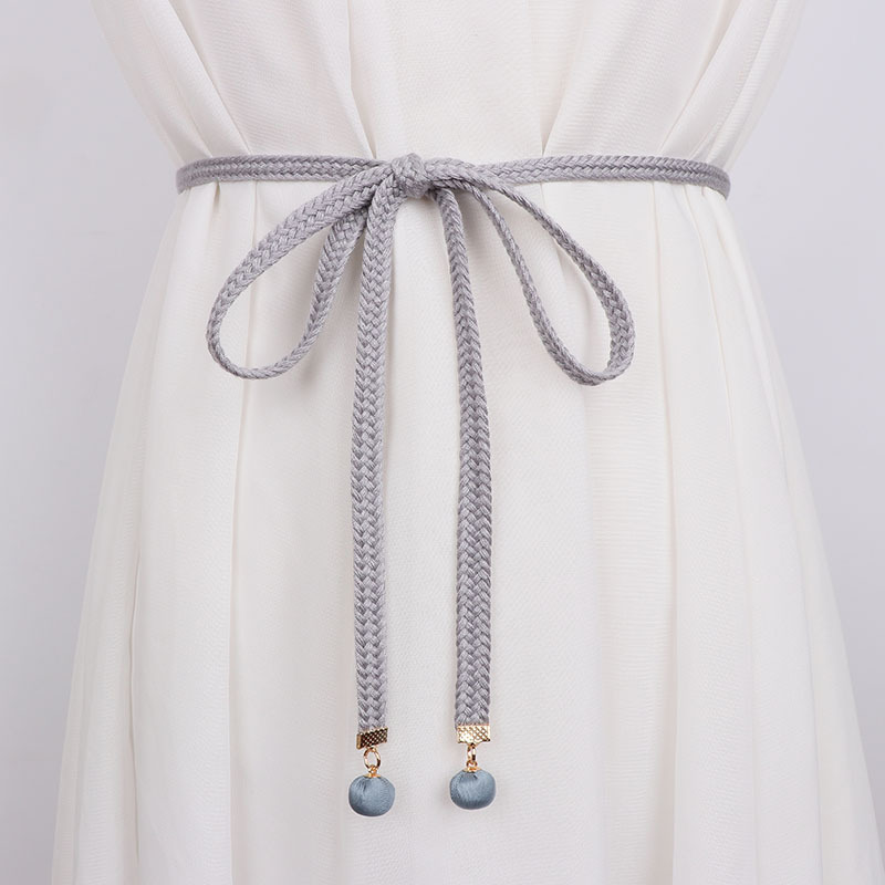 精致棉绳腰带女配裙子棉麻编织打结细绳子装