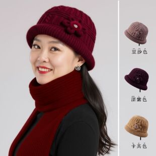 秋冬天70多岁老年人帽子女中年妈妈针织帽加绒防寒盆帽奶奶老太太