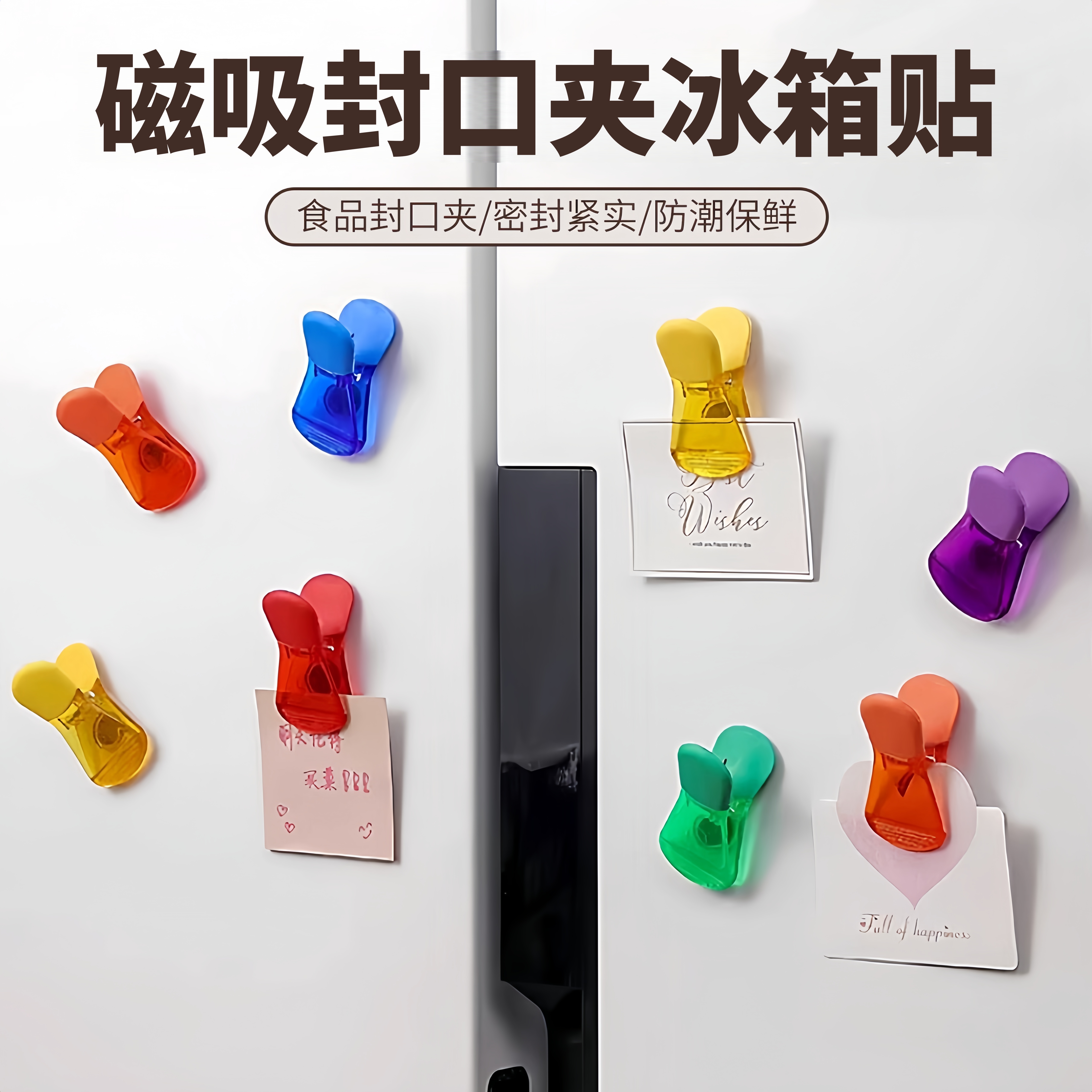 多彩磁吸封口夹冰箱贴食品封口夹