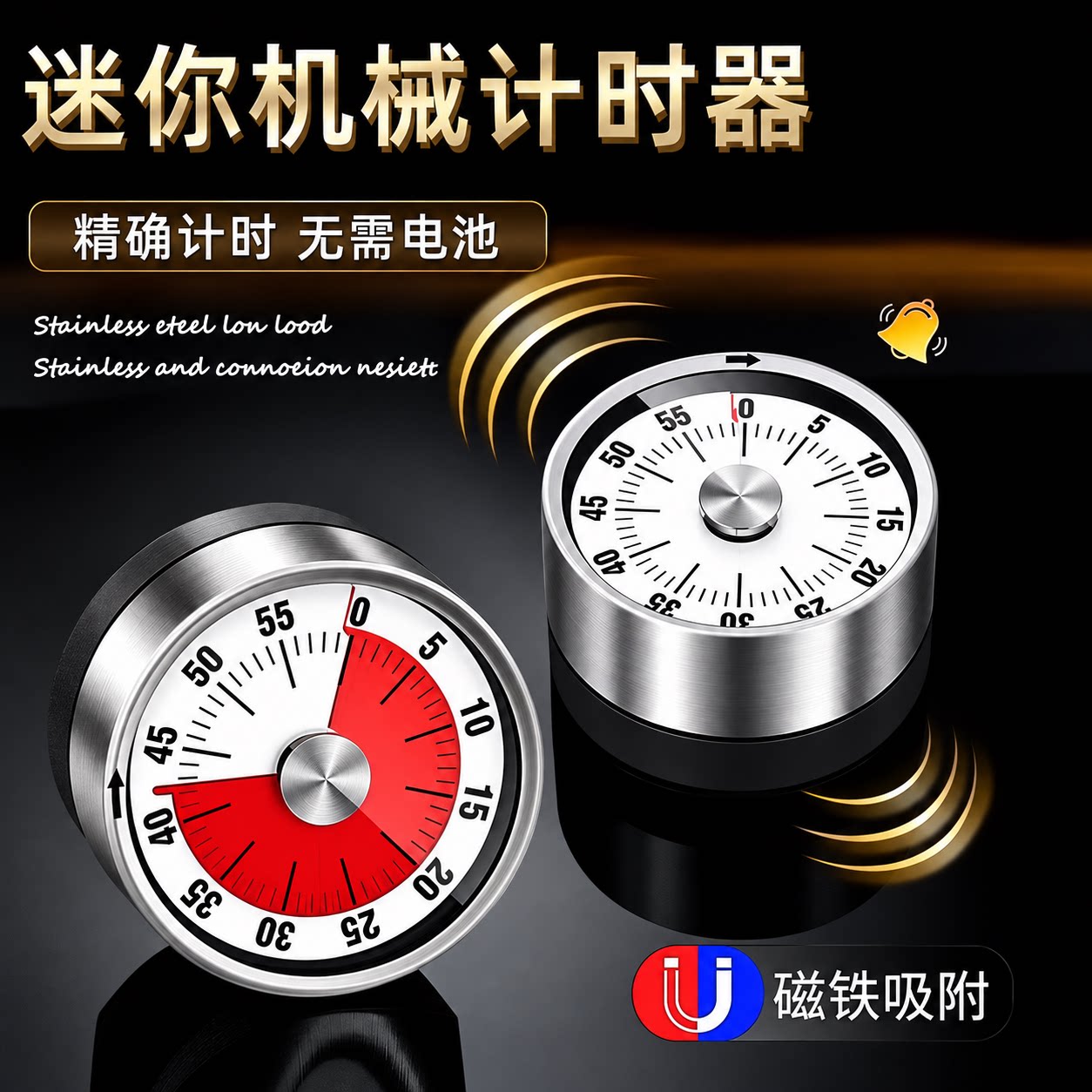 不锈钢机械计时器复古烘焙定时器