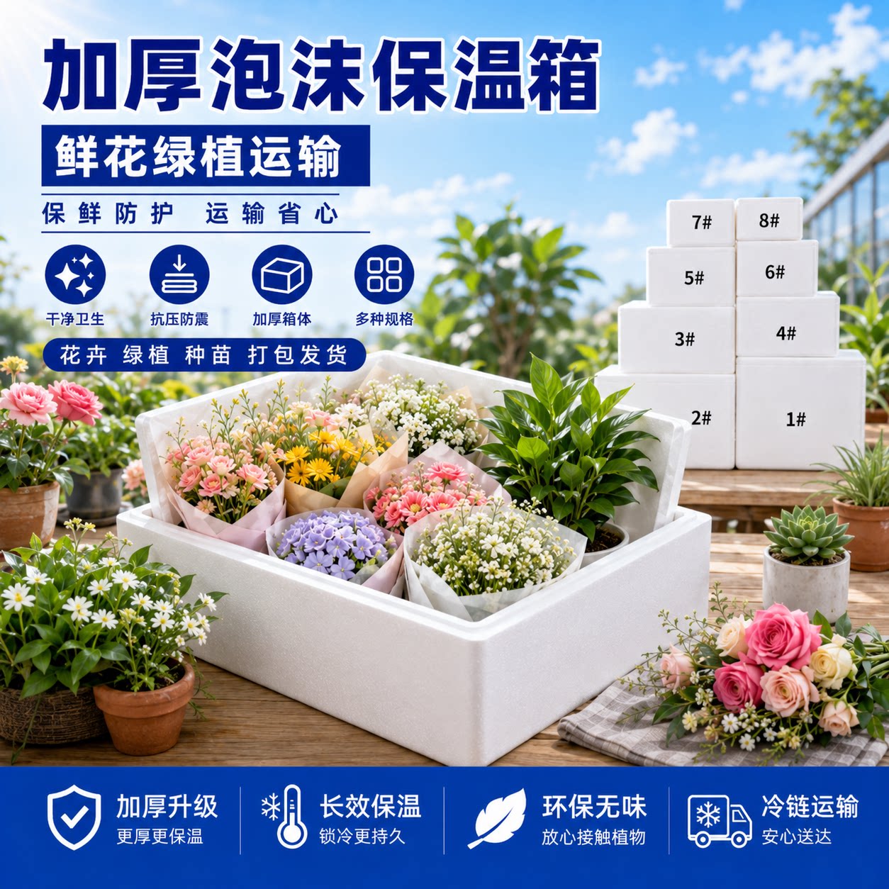 加厚泡沫箱鲜花种苗快递保鲜