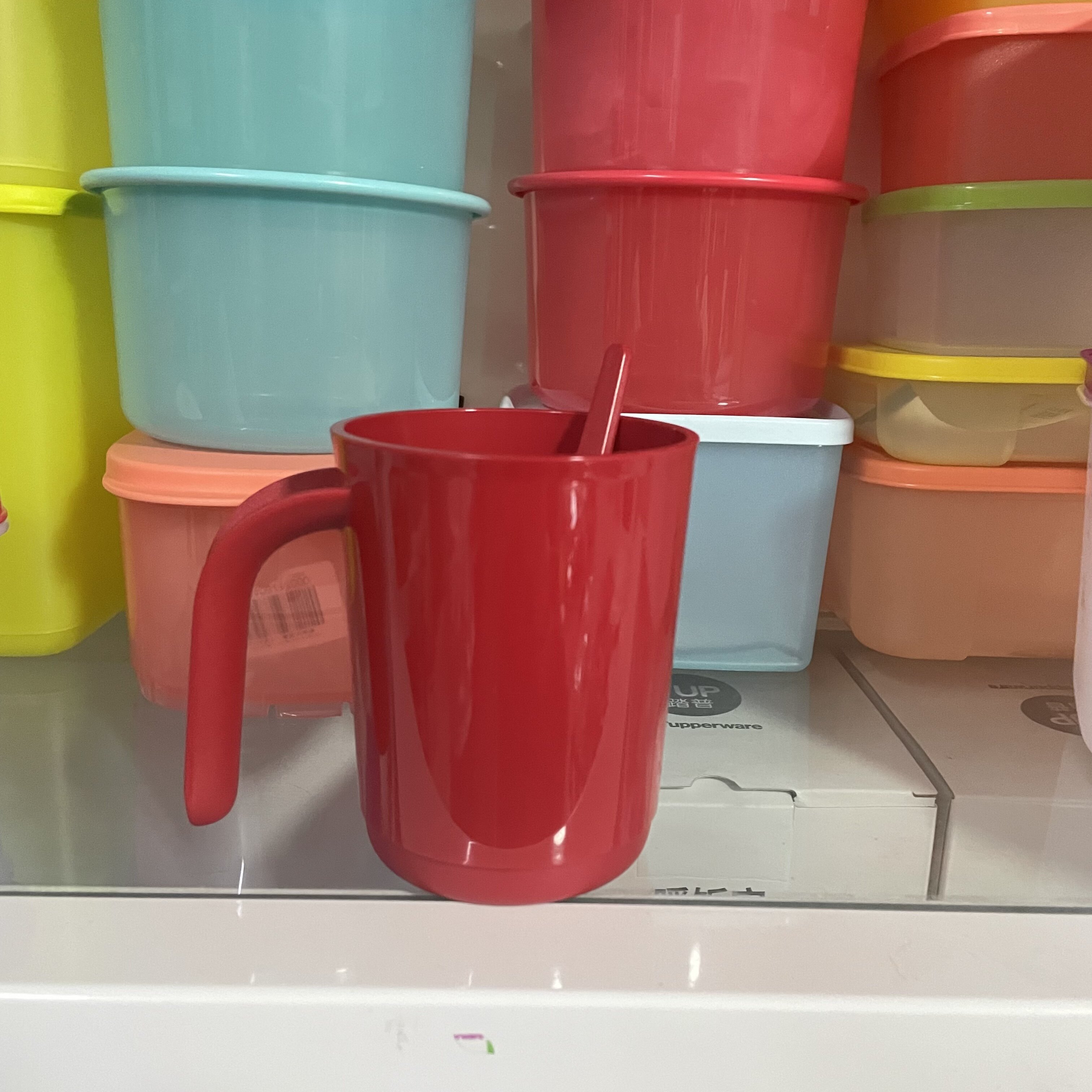 特百惠350ML甜蜜冲调杯 中式塑料牛奶杯 简约咖啡杯饮料杯送勺子