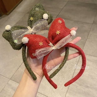 毛毡红色蝴蝶结发箍圣诞节party装 节日派对头箍发饰品 扮2025新款