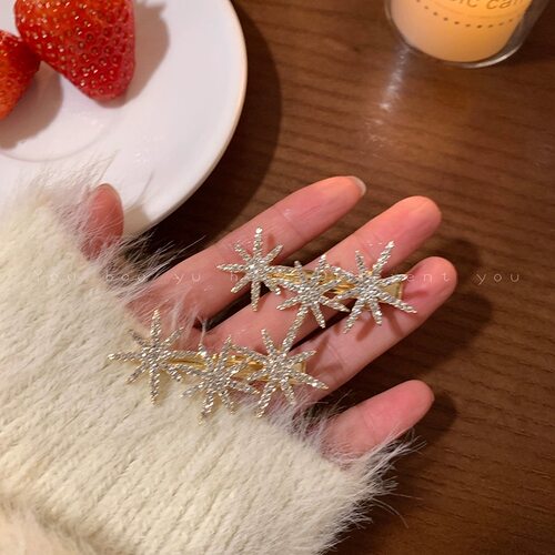 八芒星闪钻发夹女刘海前额侧边夹发饰2024新款高级感鸭嘴夹子发卡