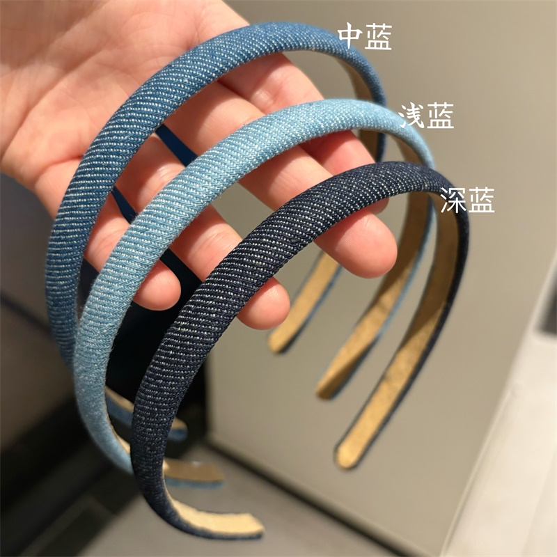 文艺复古牛仔细发箍女2024新款外出压发发卡简约百搭小众洗脸头箍