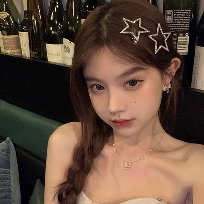 水钻镂空五角星刘海鸭嘴夹