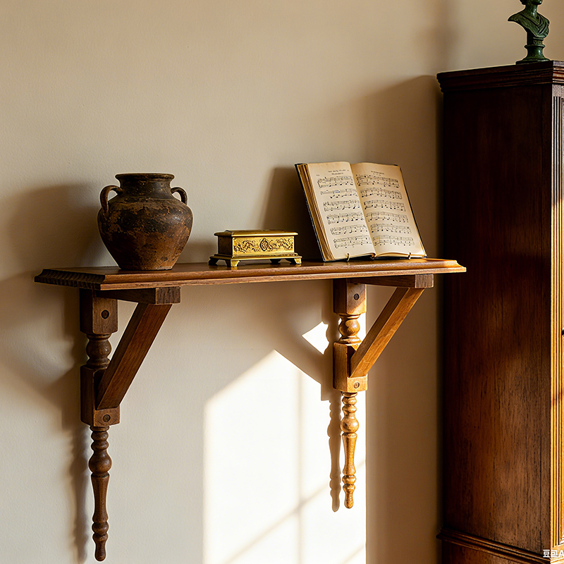 复古实木网红壁式碗碟置物架咖啡店餐厅复古上墙收纳架陈列柜