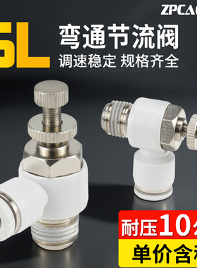 气管接头SL8-01可调节流阀气动调速阀SL6-M5气缸调节阀调速接头