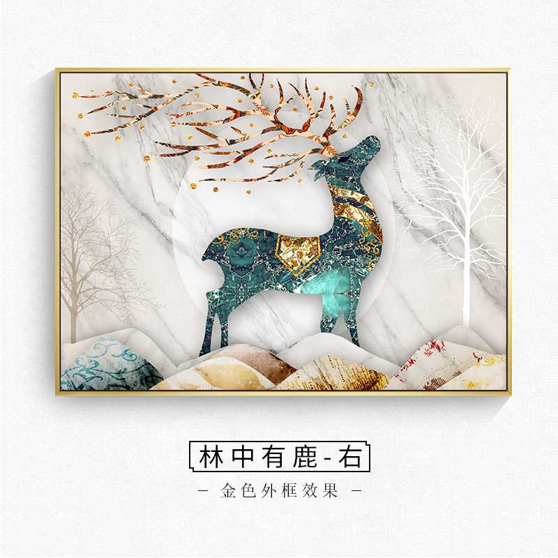 新款高档发财树装饰画新中式客厅画玄关走廊玄幻挂画酒店大厅走廊图片