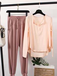 宽松透气瑜伽服套装速干弹力健身跑步运动网红专业普拉提长袖大码