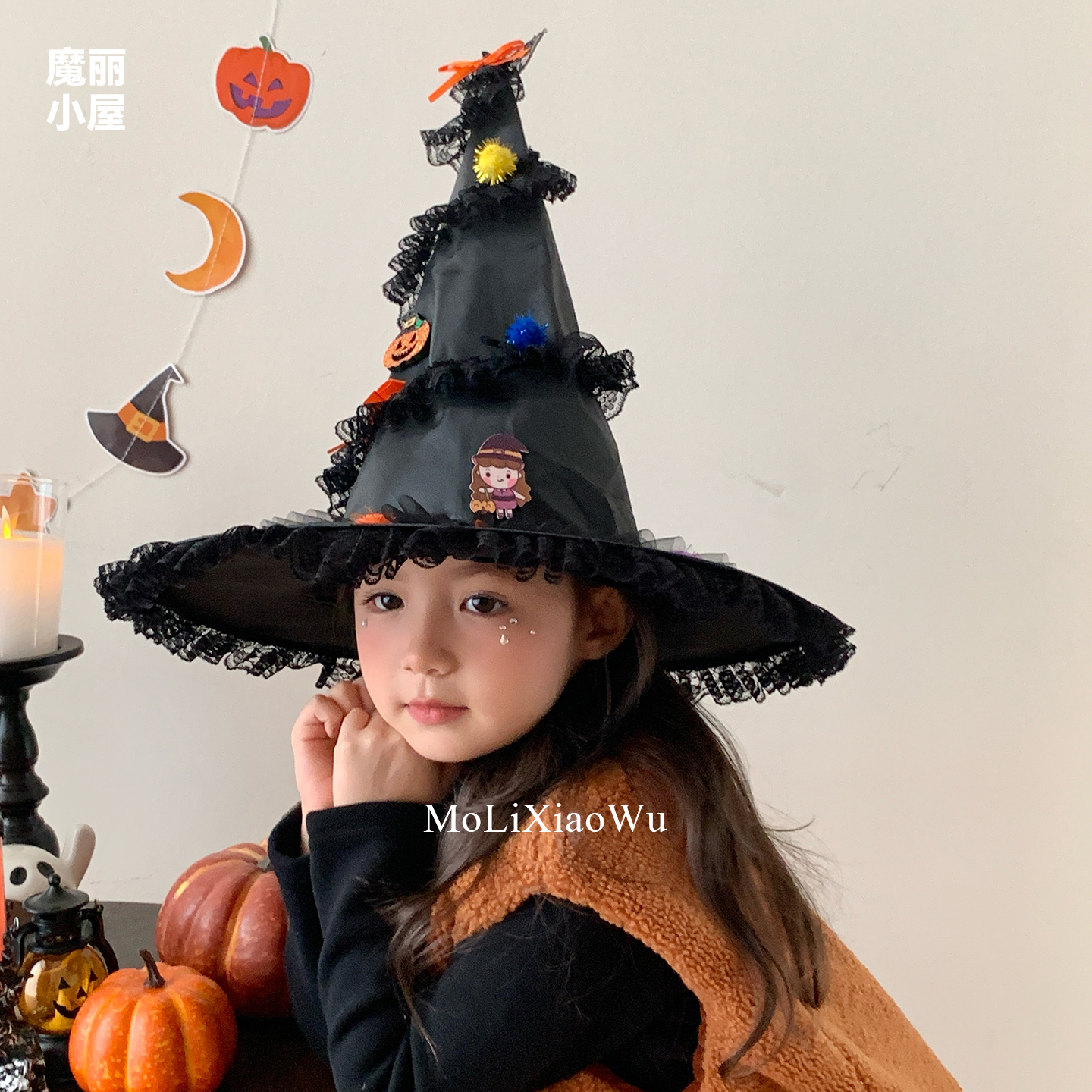 万圣节头饰儿童巫师帽发夹装扮配饰道具2025新款女童帽子装饰