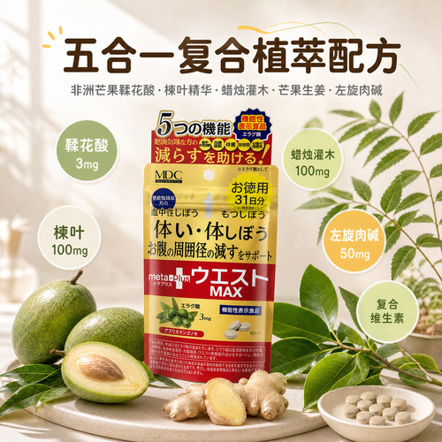 MDC升级五合一93粒左旋肉碱黑生姜身材管理日本进口夜间酵素