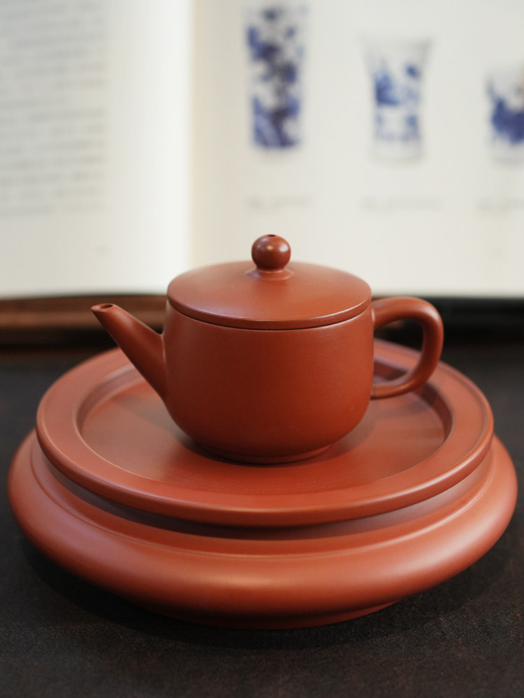 潮州手拉壶家用工夫茶具纯手工原矿朱泥汉瓦壶大敞口一人小泡茶壶