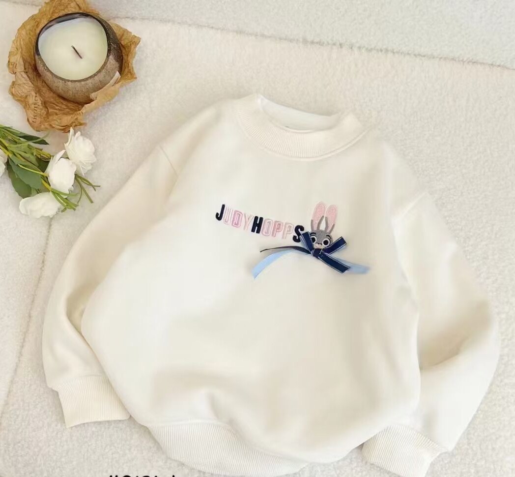 女童加绒卫衣秋冬季加厚棉羊绒儿童保暖上衣内搭卡通可爱打底衫