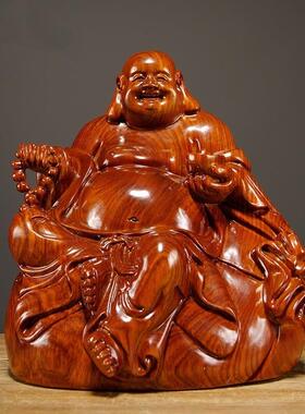 花梨木雕弥勒佛像摆件大号实木坐笑佛工艺品家居客厅装饰红木礼品