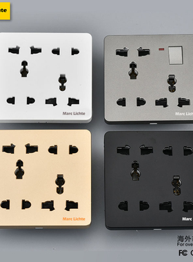 86型多功能带开关八孔10孔插座面板港式欧标美式通用大孔10A插座